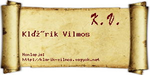 Klárik Vilmos névjegykártya